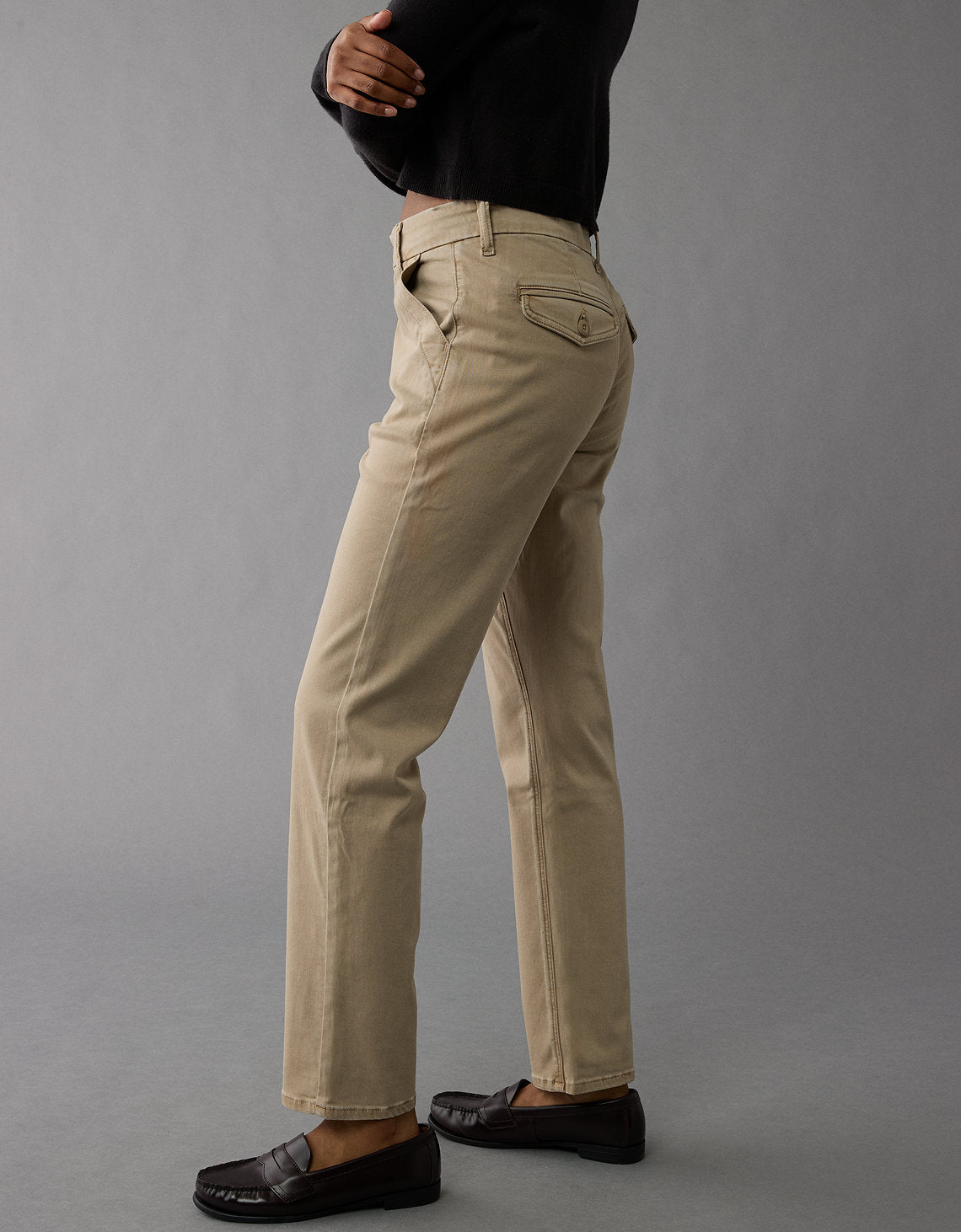 Pantalón Straight de Tiro Alto para Mujer - Caqui 2325_5126_212_os