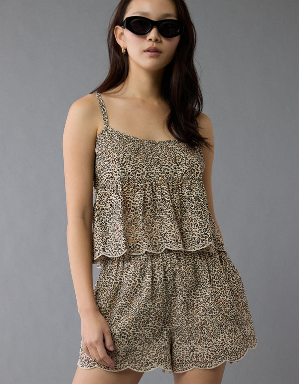 Polo sin Cuello de Tirantes con Ojales de Leopardo Ae - Multicolor