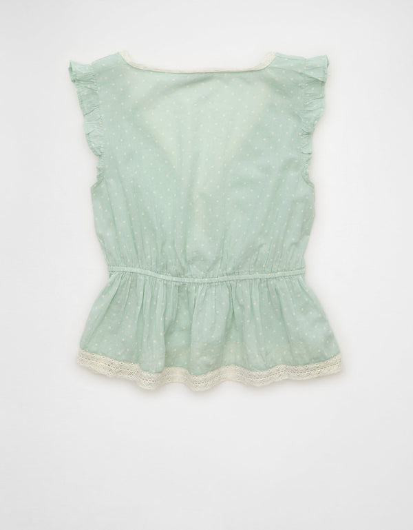 Blusa con Volantes y Ribete de Encaje - Generico
