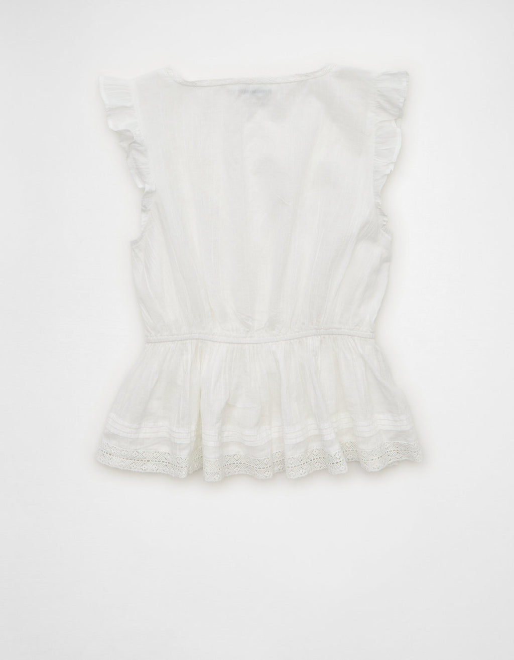 Blusa con Volantes y Ribete de Encaje - Blanco 2351_6842_134_b