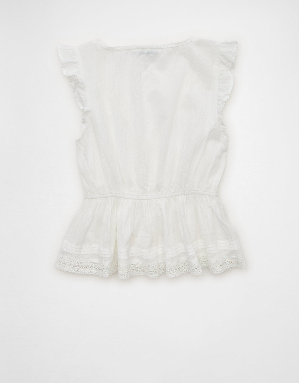 Blusa con Volantes y Ribete de Encaje - Blanco 2351_6842_134_b