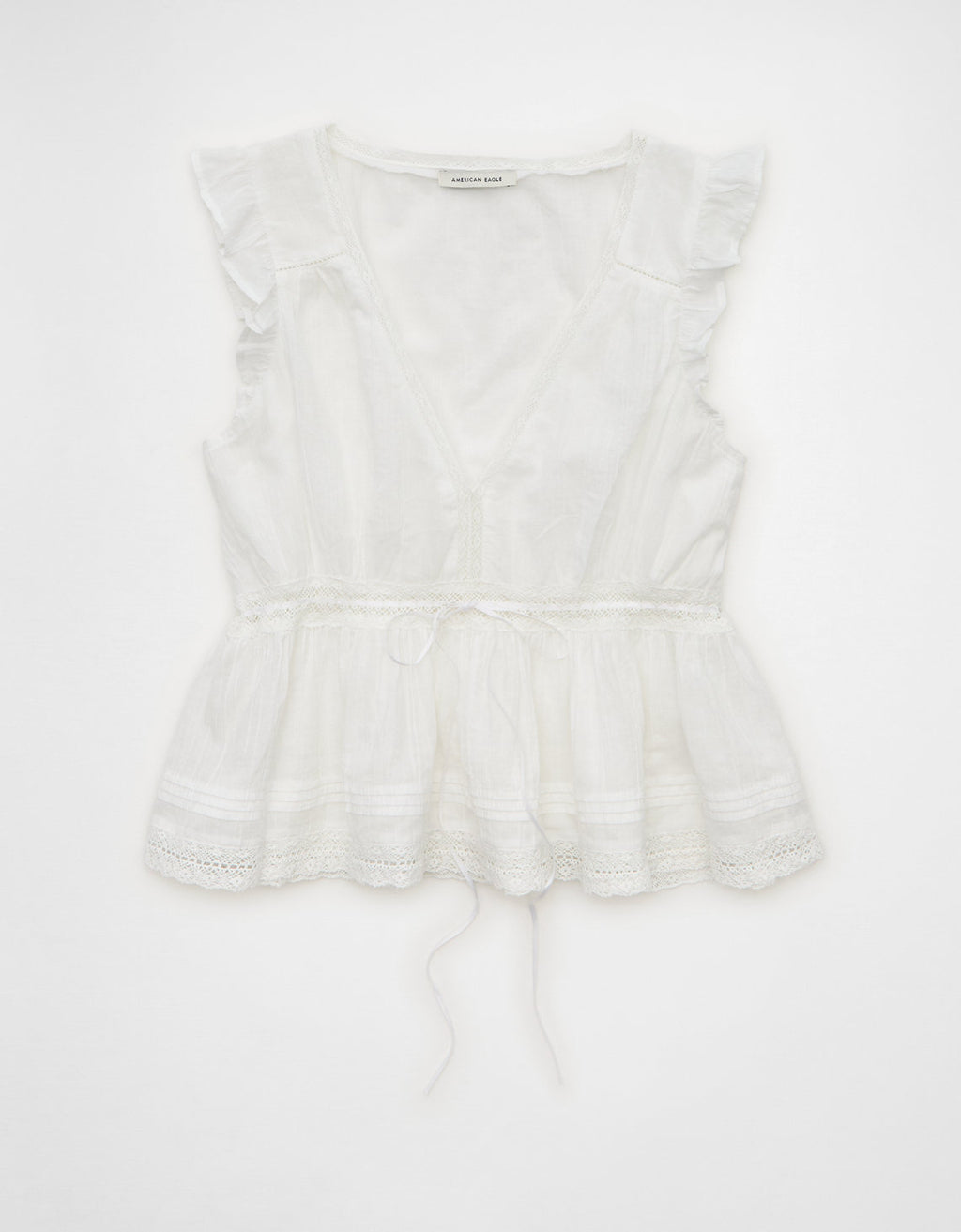 Blusa con Volantes y Ribete de Encaje - Blanco 2351_6842_134_f