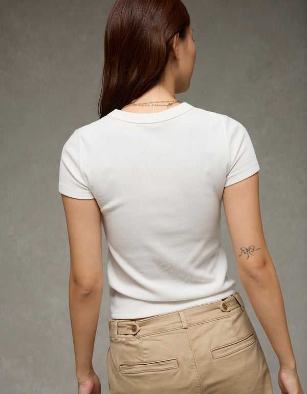 Polo sin Cuello Manga Corta Ae - Blanco