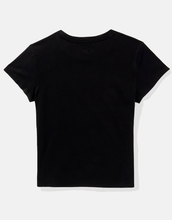 Polo sin Cuello Básica Manga Corta Mujer AE - Negro