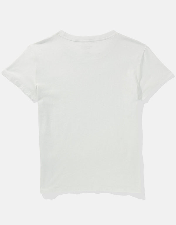 Polo sin Cuello Básica Manga Corta Mujer AE - Blanco