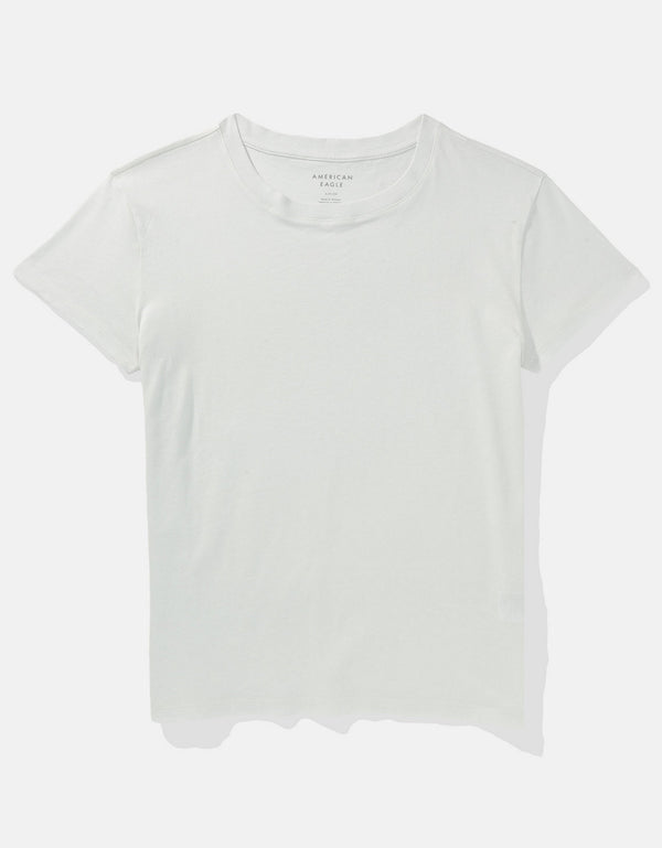 Polo sin Cuello Básica Manga Corta Mujer AE - Blanco