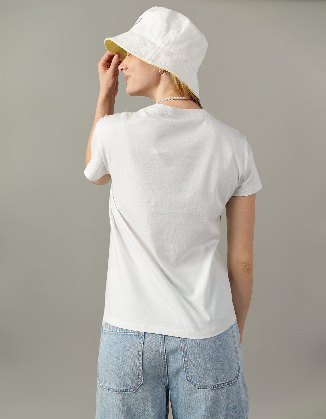 Polo sin Cuello Básica Manga Corta Mujer AE - Blanco 2370_9465_100_ob