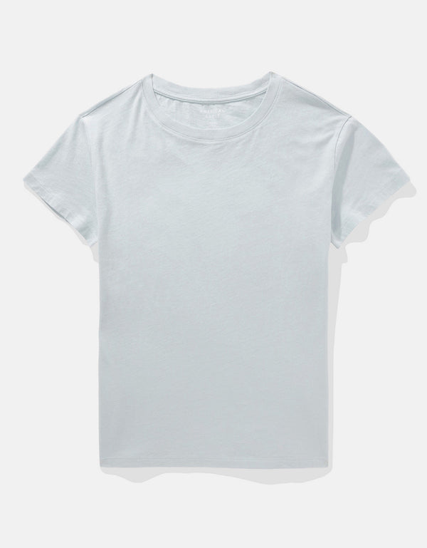 Polo sin Cuello Básica Manga Corta Mujer AE - Azul