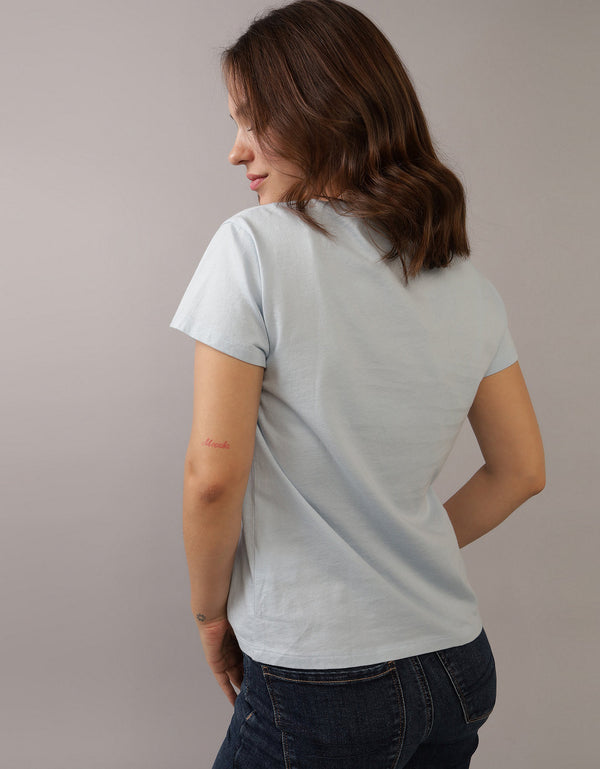 Polo sin Cuello Básica Manga Corta Mujer AE - Azul