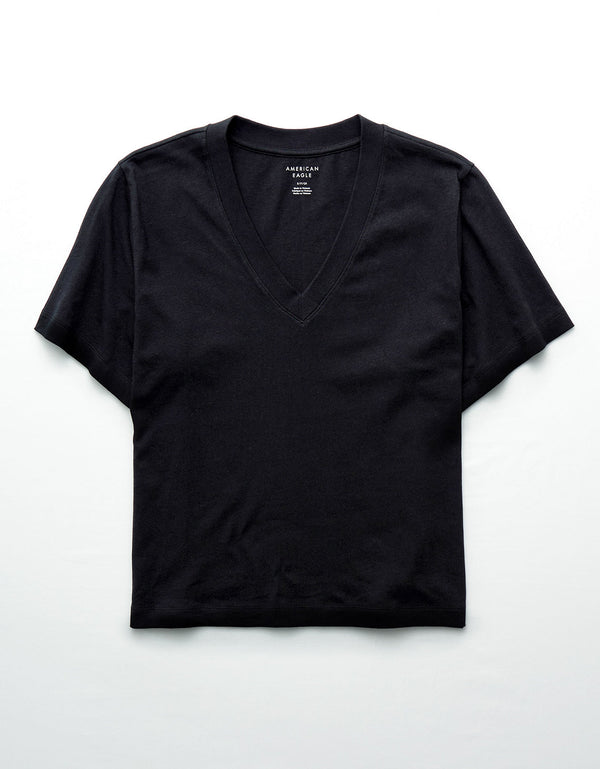 Polo sin Cuello de ajuste relajado Everyday Luxe de Ae - Negro