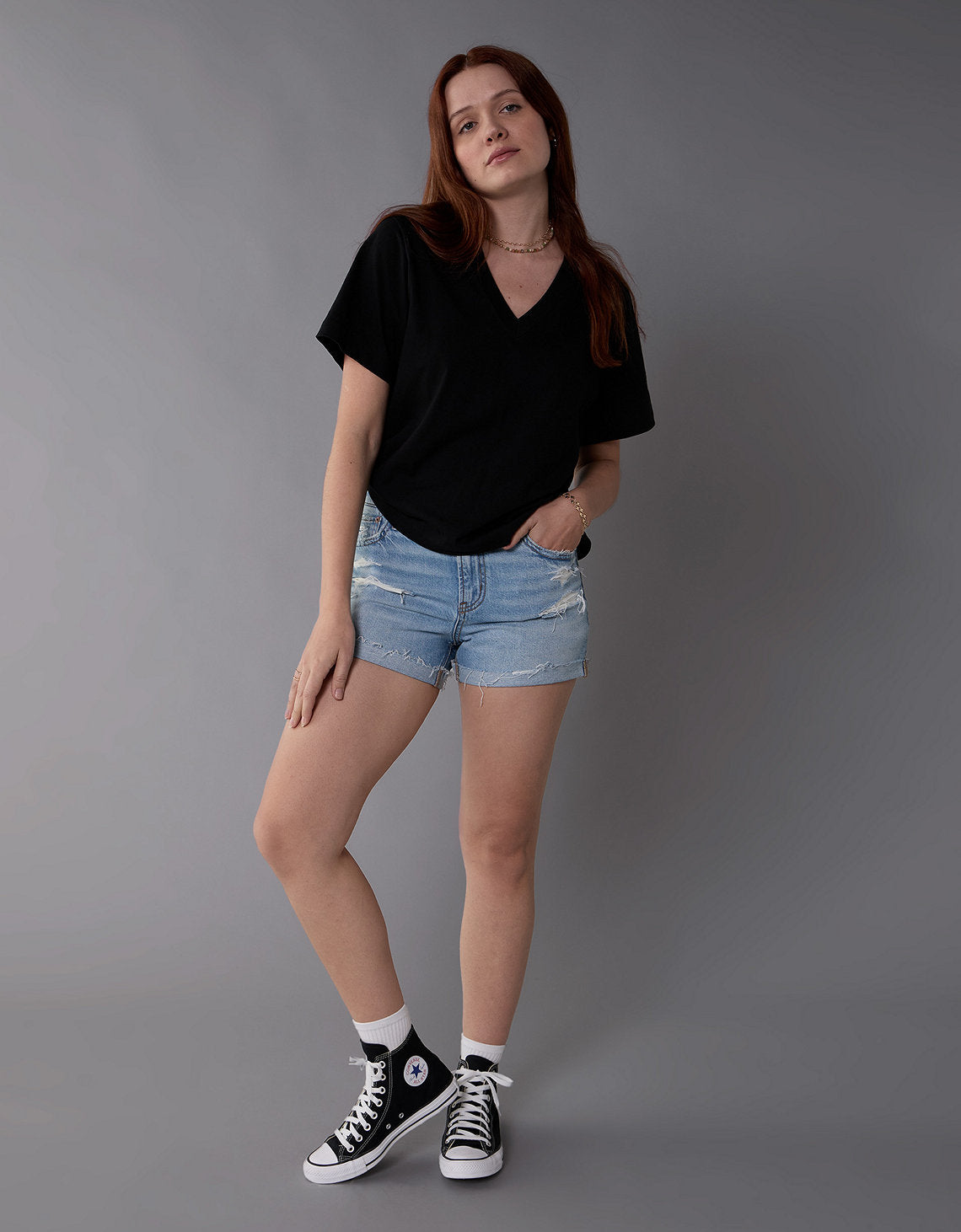 Polo sin Cuello de ajuste relajado Everyday Luxe de Ae - Negro 2370_9999_001_of