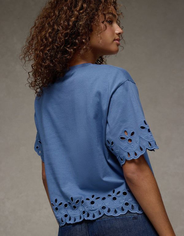 Polo sin Cuello Extragrande con Ojal - Azul