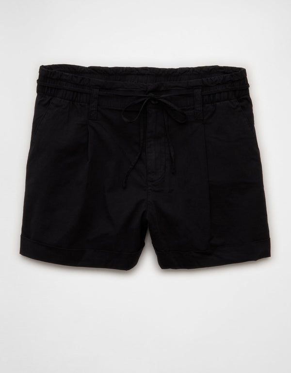 Short ligero de cintura alta. - Negro