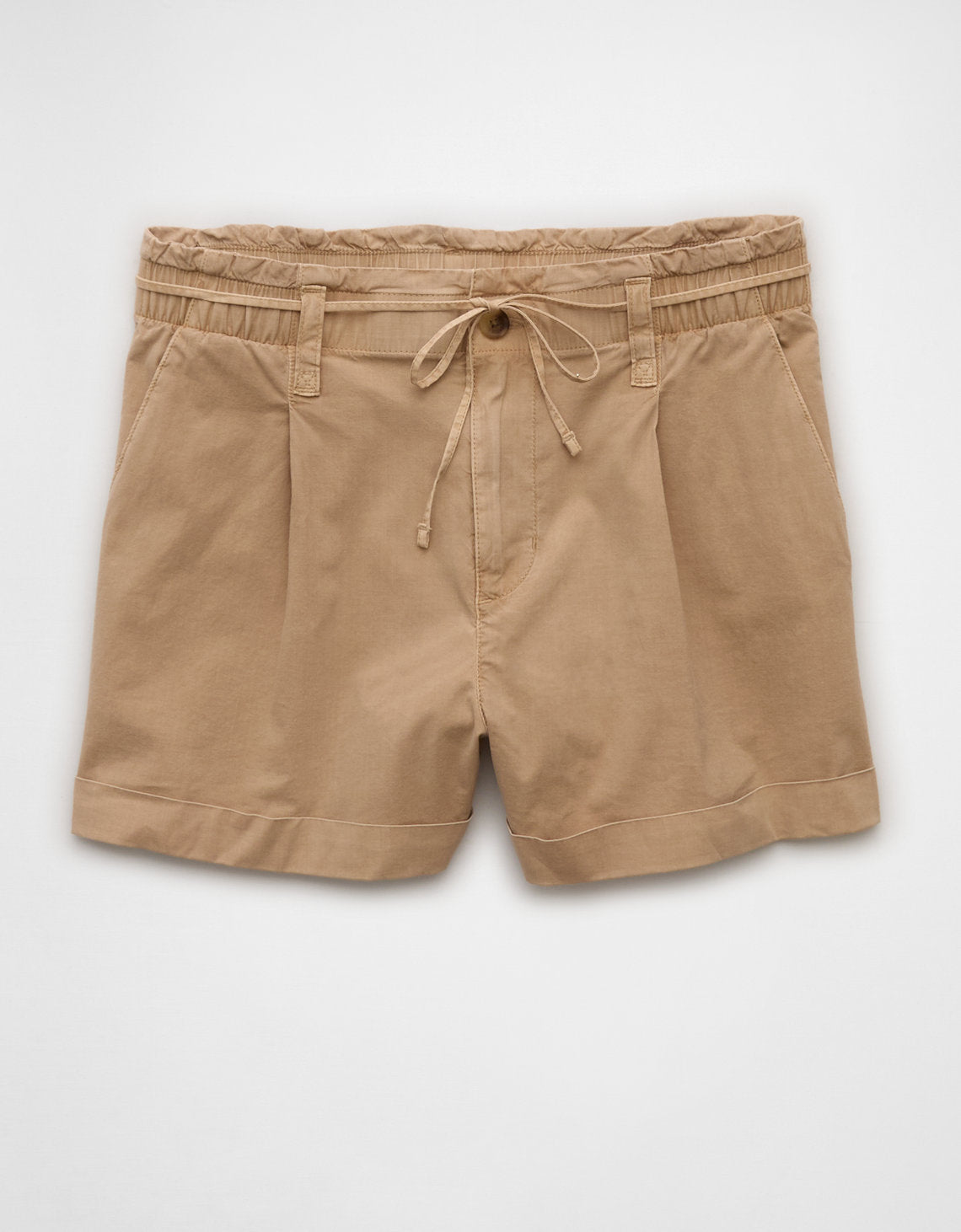 Short ligero de cintura alta. - Caqui 2546_8281_212_f