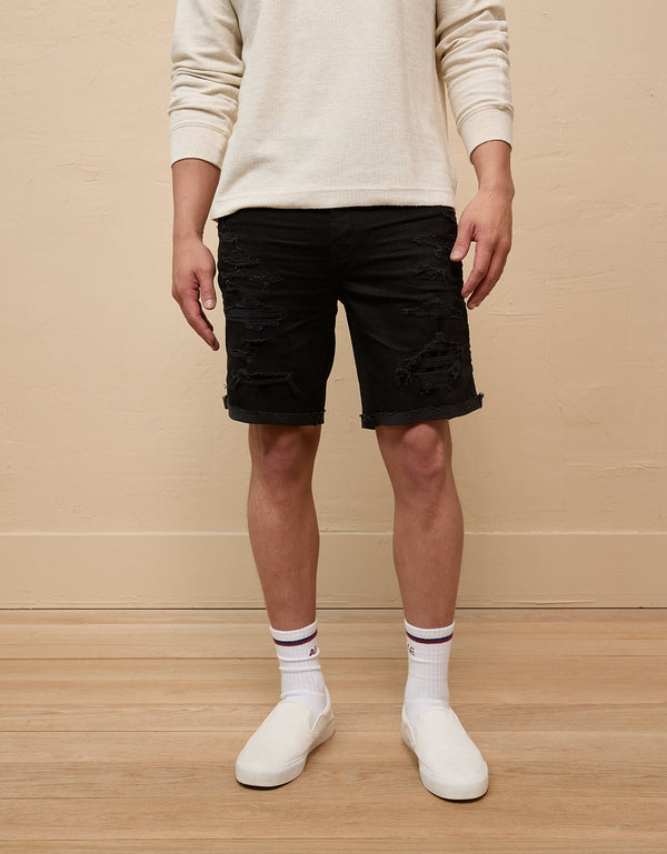 Bermuda en Denim con rotos Hombre AE - Negro