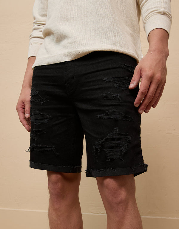 Bermuda en Denim con rotos Hombre AE - Negro