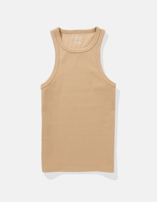 Blusa AE cuello redondo sin mangas para mujer - Caqui