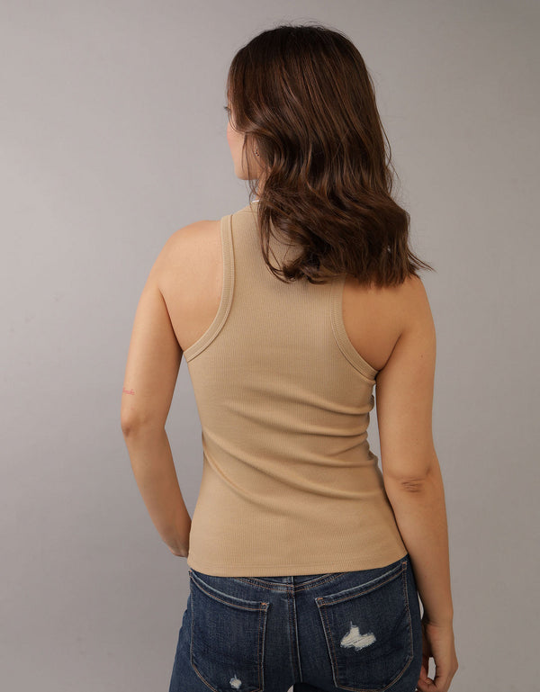Blusa AE cuello redondo sin mangas para mujer - Caqui