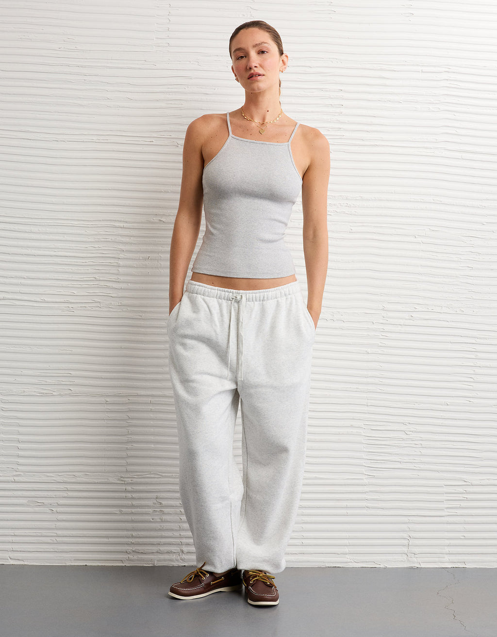 6312 APRON NECK TANK HEATHER - Gris 3171_6312_006_os