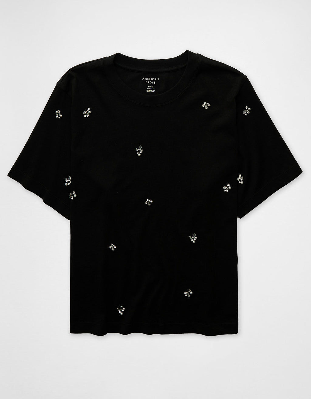 Camiseta de perlas y pedrería Ae - Negro 3375_1310_073_f