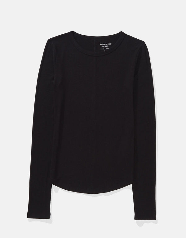 Camiseta de Manga Larga Tipo Henley Ae - Negro