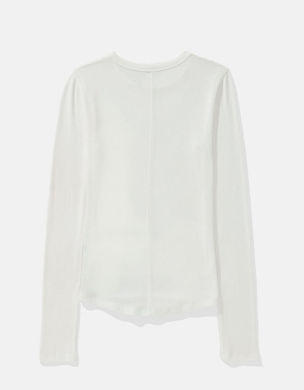 Camiseta de Manga Larga Tipo Henley Ae - Blanco