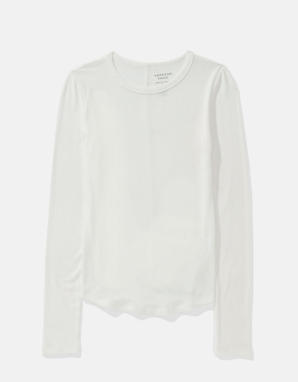 Camiseta de Manga Larga Tipo Henley Ae - Blanco