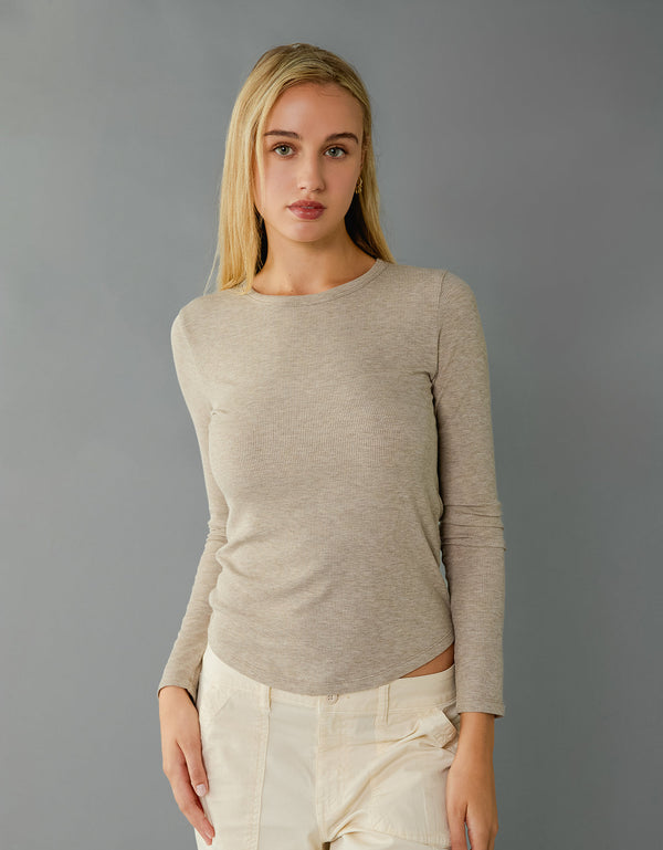 Camiseta de Manga Larga Tipo Henley Ae - Café