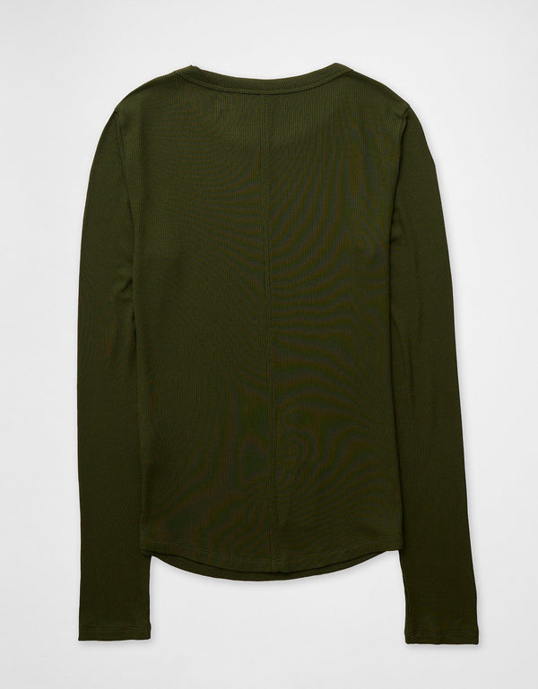 Camiseta de Manga Larga Suave y Sexy de Ae - Verde