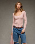 Camiseta Manga Larga con Botones Ae - Rosa 3376_1514_610_of