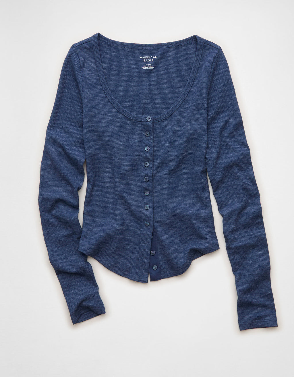 Camiseta Manga Larga con Botones Ae - Azul 3376_1514_911_f
