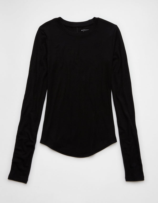 Polo sin Cuello Manga Larga Mujer AE - Negro