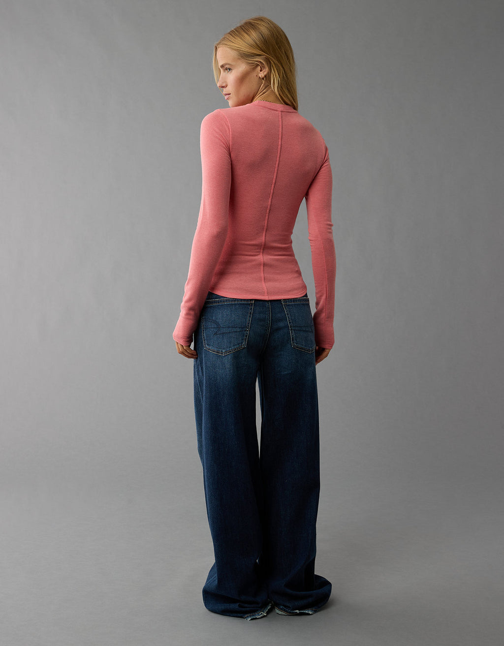 Polo sin Cuello Manga Larga Mujer AE - Rosa 3376_9727_199_ob