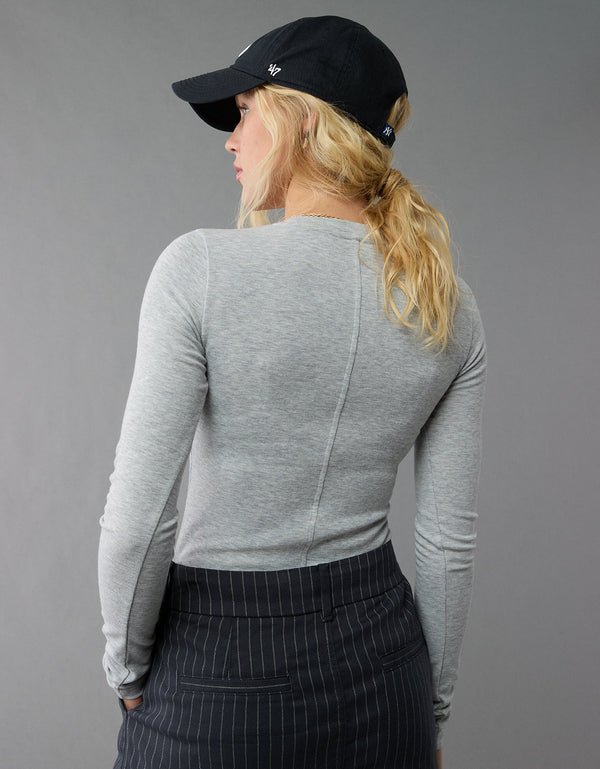 Polo sin Cuello Manga Larga Mujer AE - Gris
