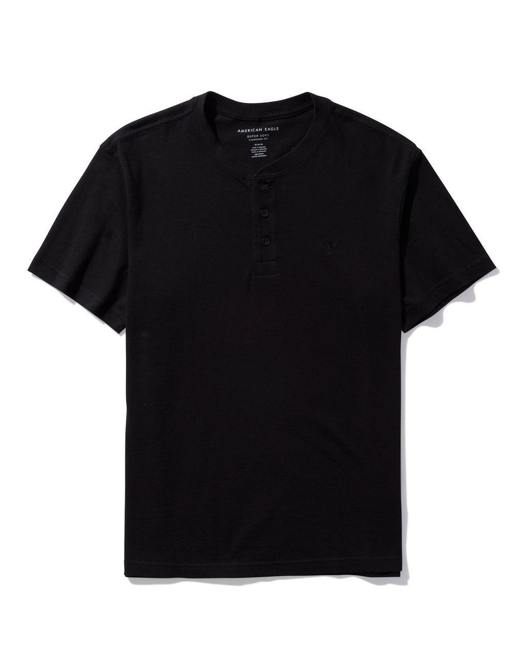 Polo sin Cuello cuello Henley manga corta Hombre AE - Negro 4165_1740_001_f
