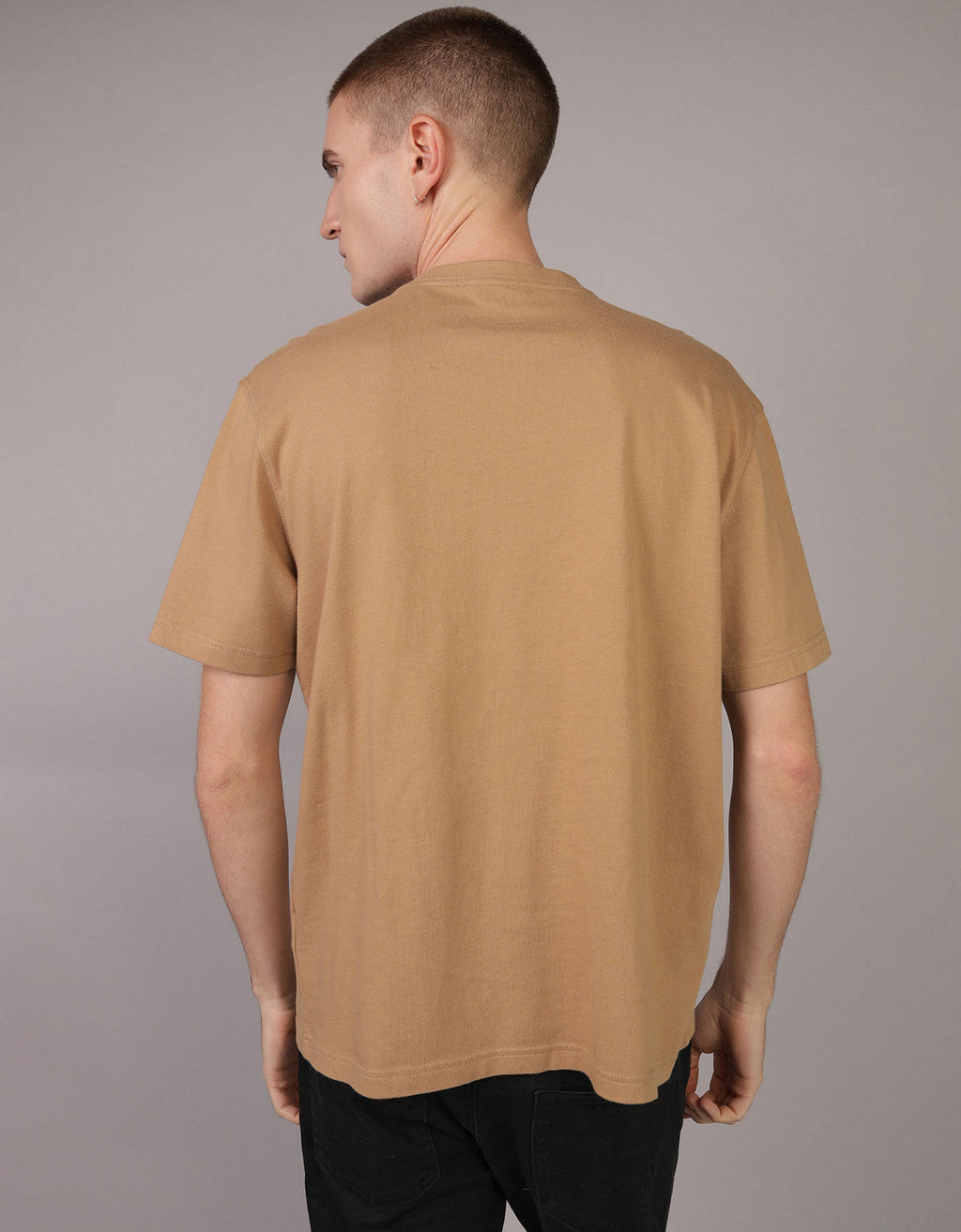 Polo sin Cuello cuello Henley manga corta Hombre AE - Caqui 4165_1740_273_ob