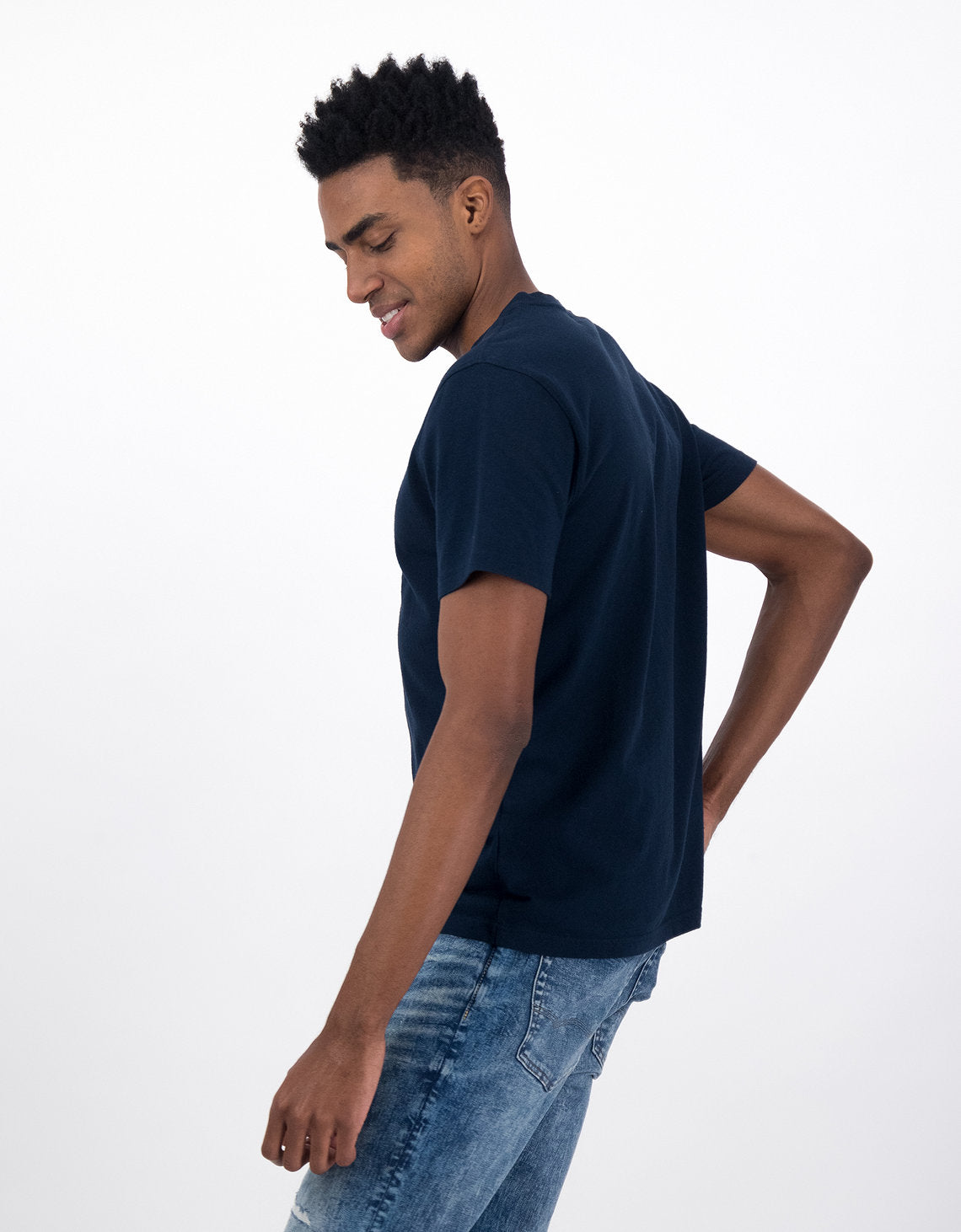 Polo sin Cuello cuello Henley manga corta Hombre AE - Azul 4165_1740_410_ob
