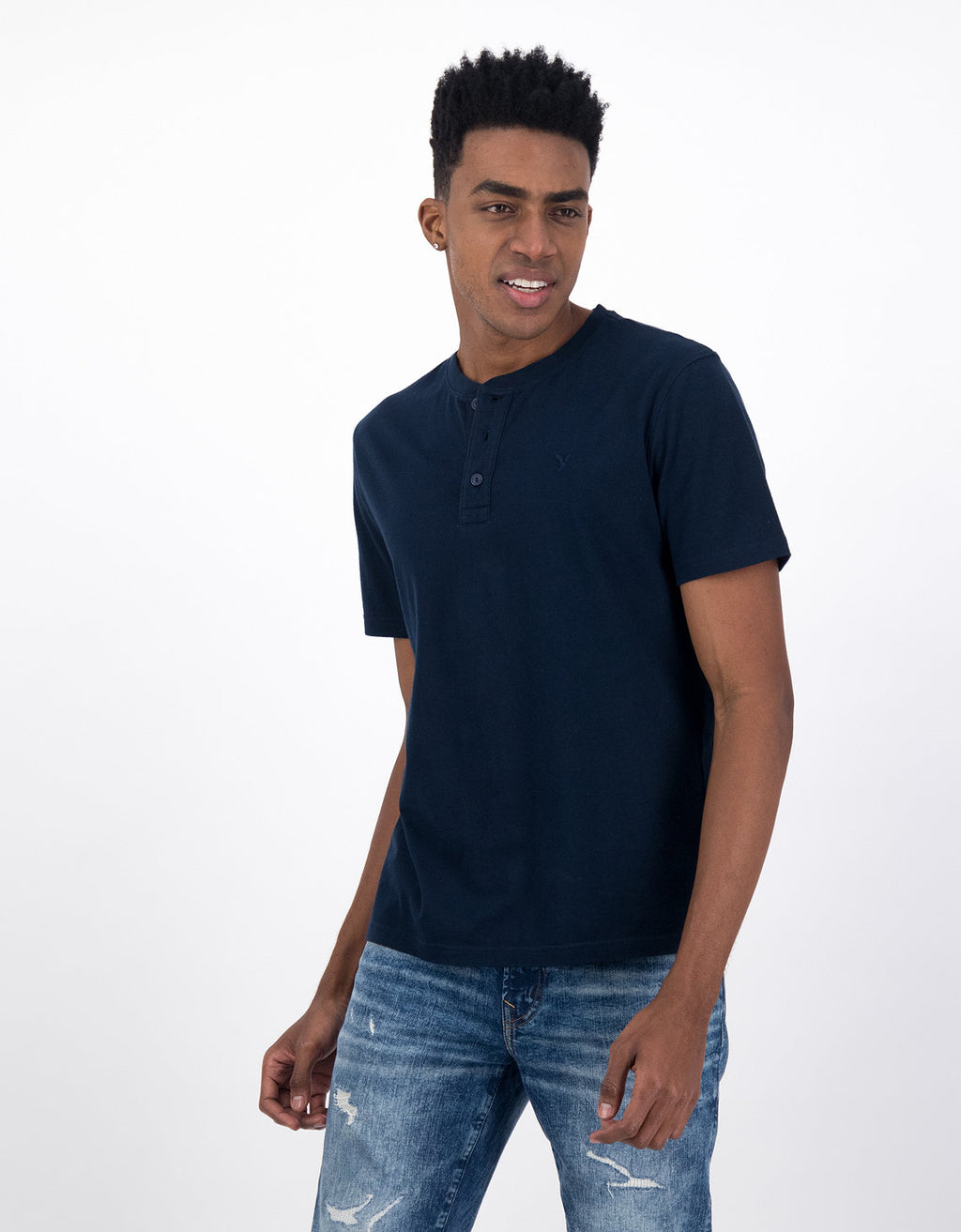 Polo sin Cuello cuello Henley manga corta Hombre AE - Azul 4165_1740_410_of