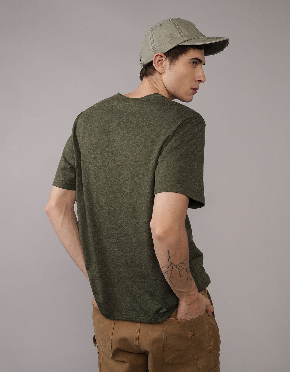 Camiseta Henley de manga corta de AE - Verde 4165_4907_305_ob