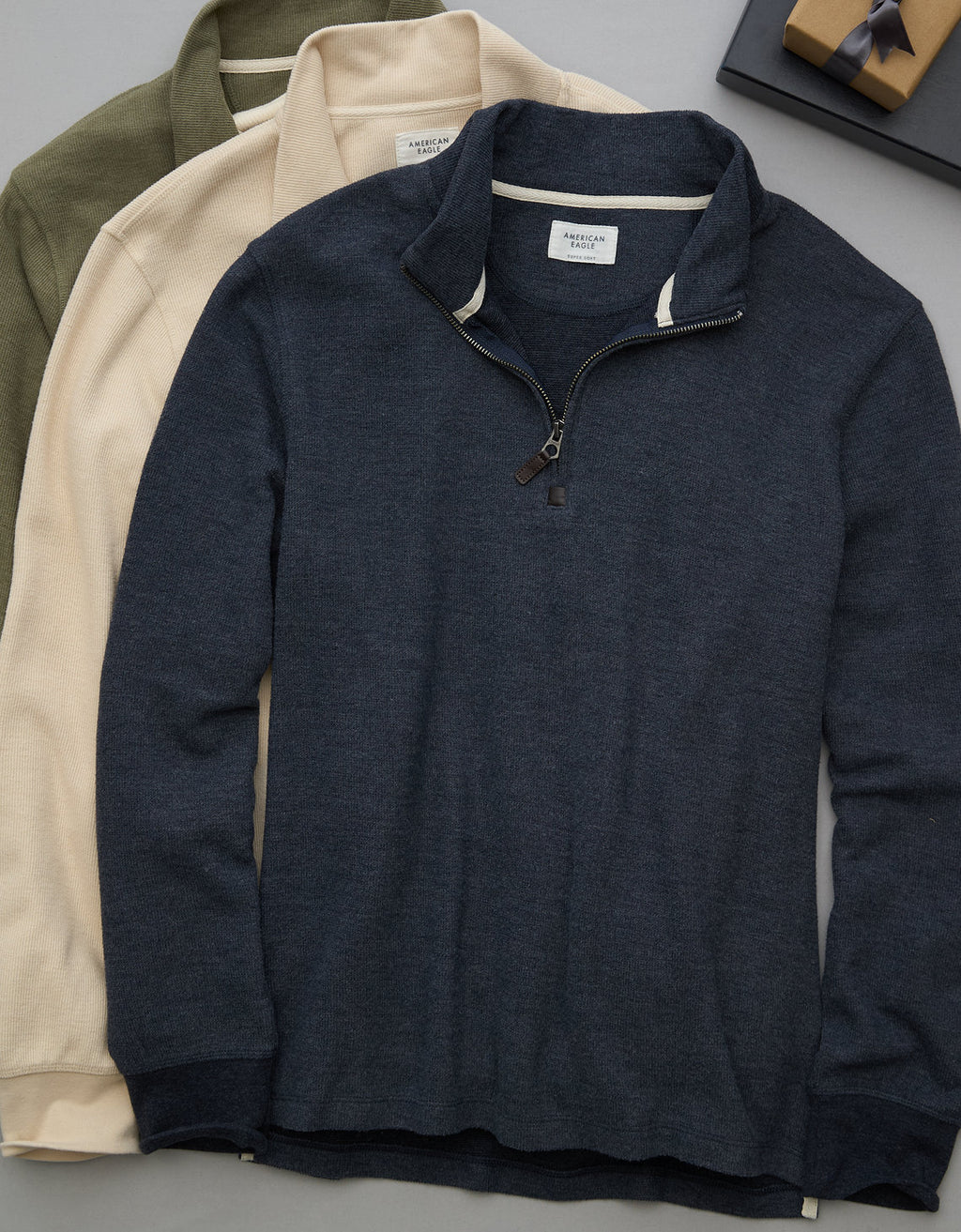 Polo sin Cuello Manga Larga Cuello Henley Hombre AE - Azul 4171_3990_410_d2