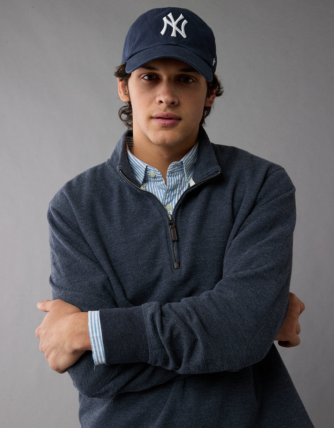 Polo sin Cuello Manga Larga Cuello Henley Hombre AE - Azul 4171_3990_410_of