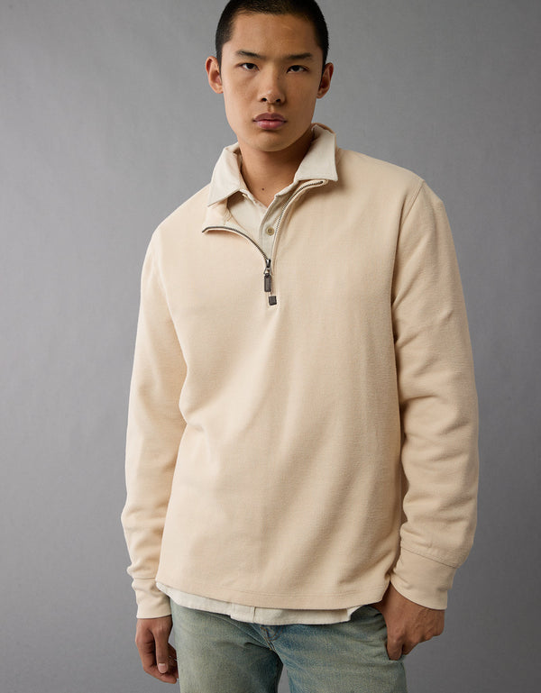 Polo sin Cuello Manga Larga Cuello Henley Hombre AE - Generico