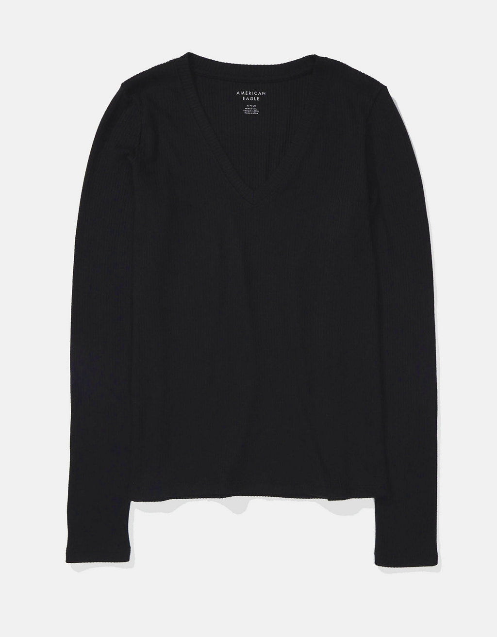 Polo sin Cuello manga larga cuello V Mujer AE - Negro 4373_8995_001_f