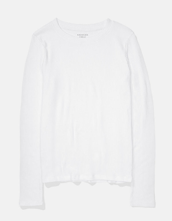 Polo sin Cuello manga larga cuello V Mujer AE - Blanco