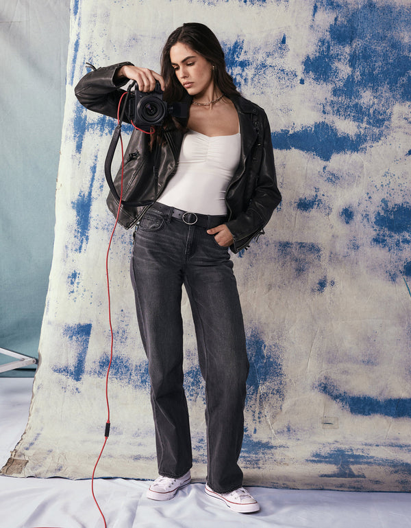 Jean Stovepipe Talle Alto Mujer AE - Negro