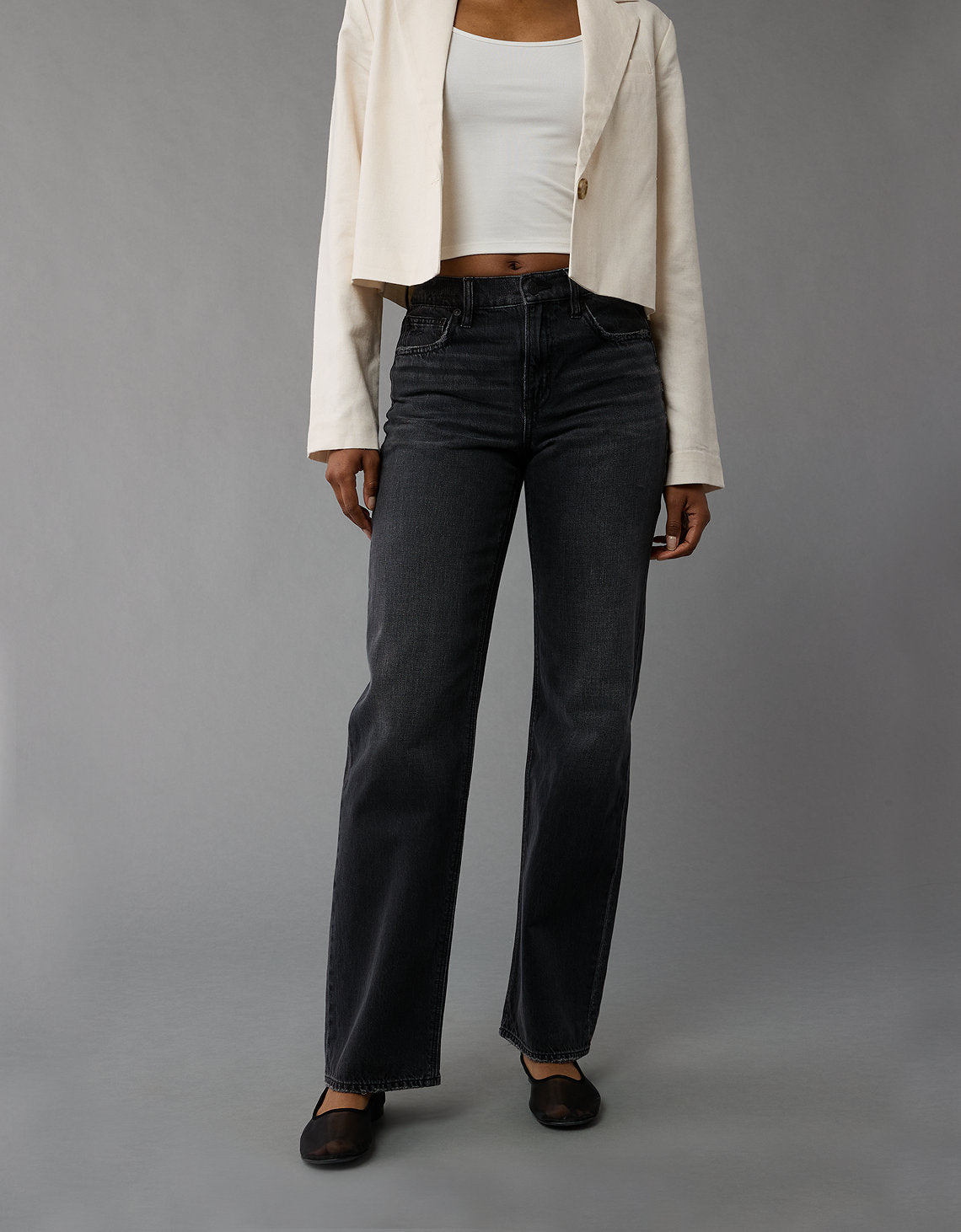 Jean Stovepipe Talle Alto Mujer AE - Negro 4435_5016_045_of