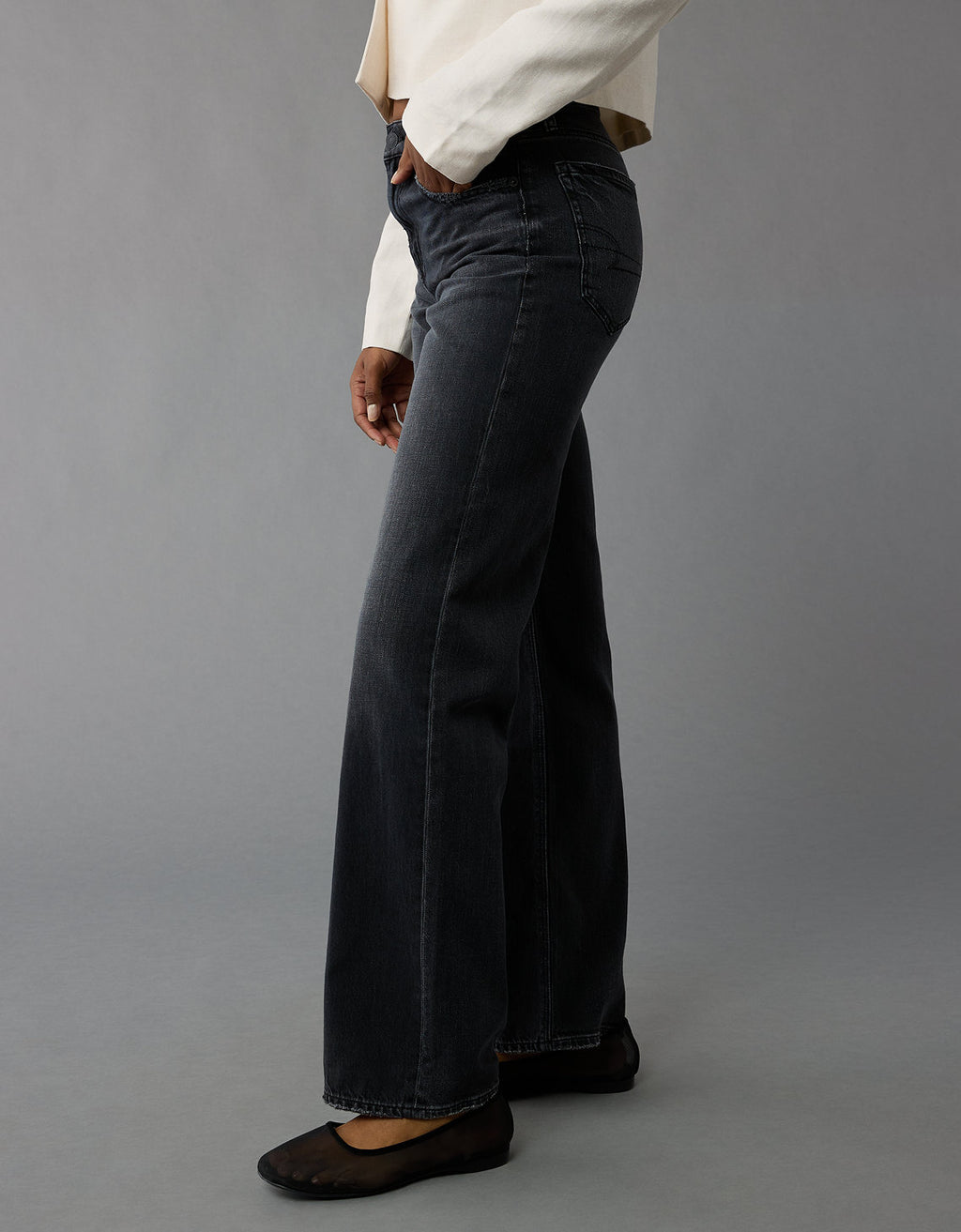 Jean Stovepipe Talle Alto Mujer AE - Negro 4435_5016_045_os