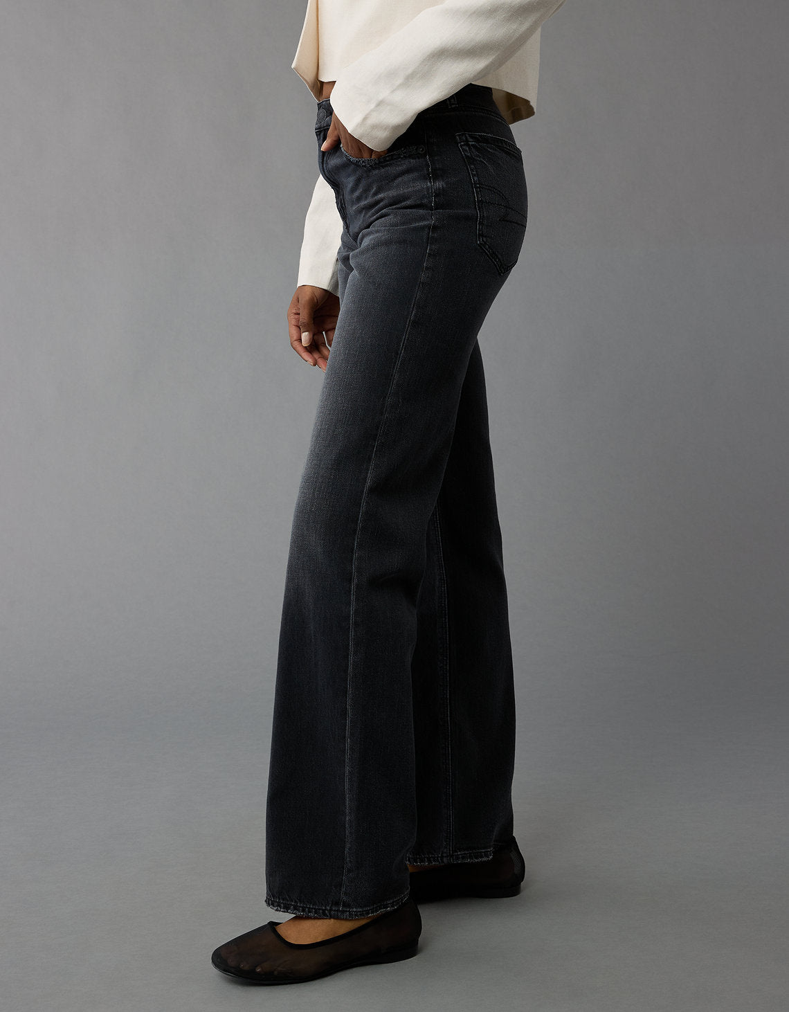Jean Stovepipe Talle Alto Mujer AE - Negro 4435_5016_045_os