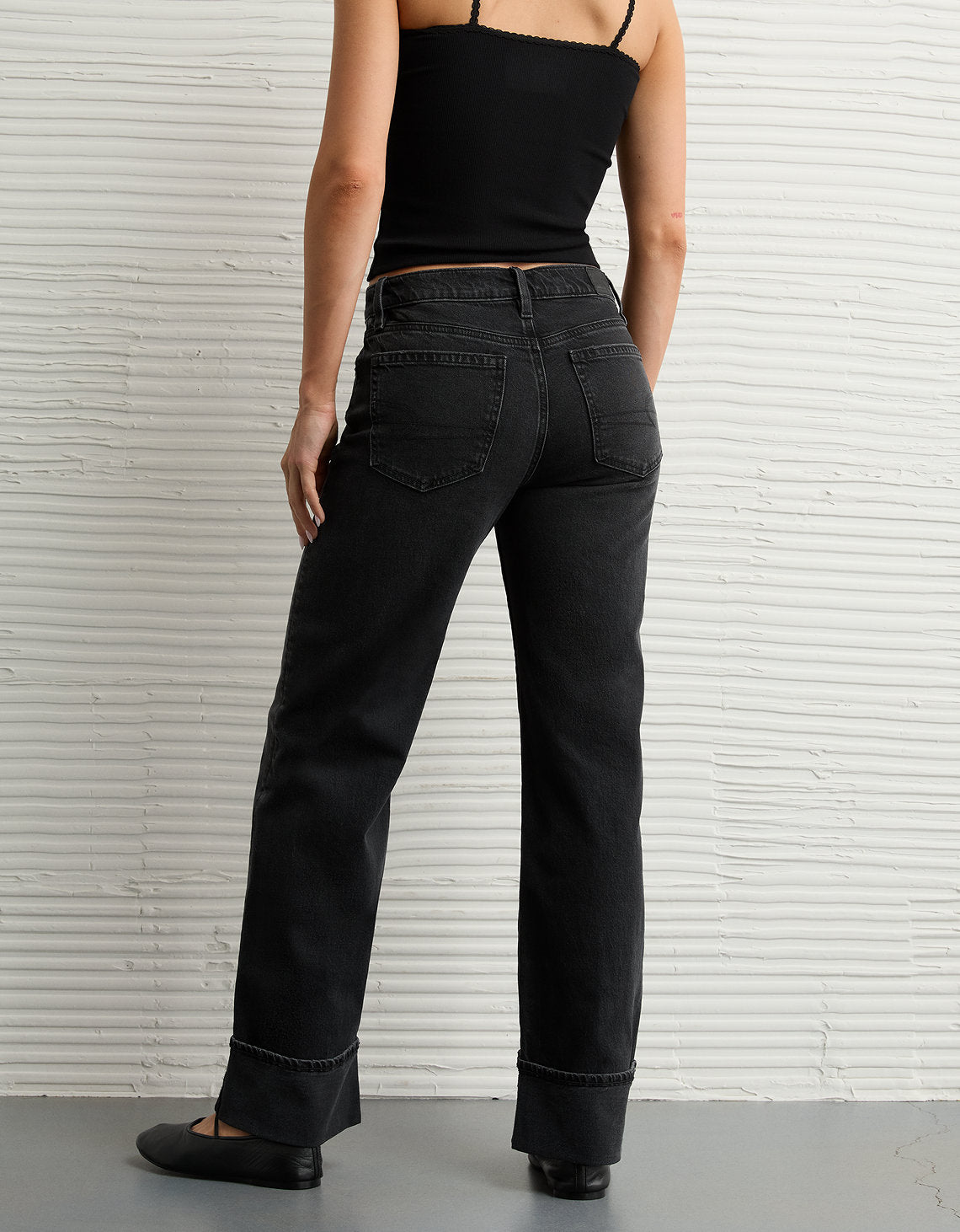 Jean Stovepipe Tiro Alto Ae - Negro 4435_5807_045_ob
