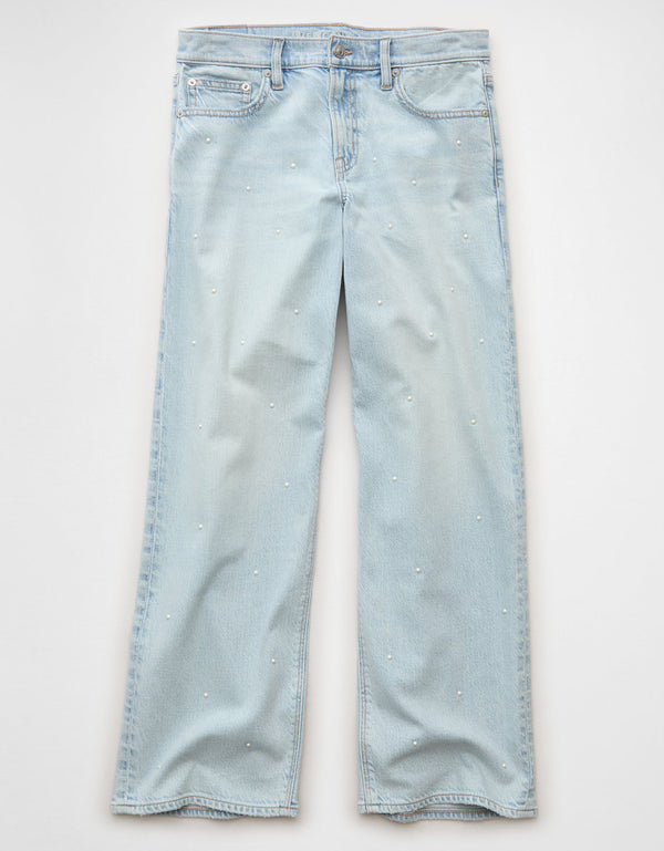 Jeans rectos de talle alto adornados de AE - Generico
